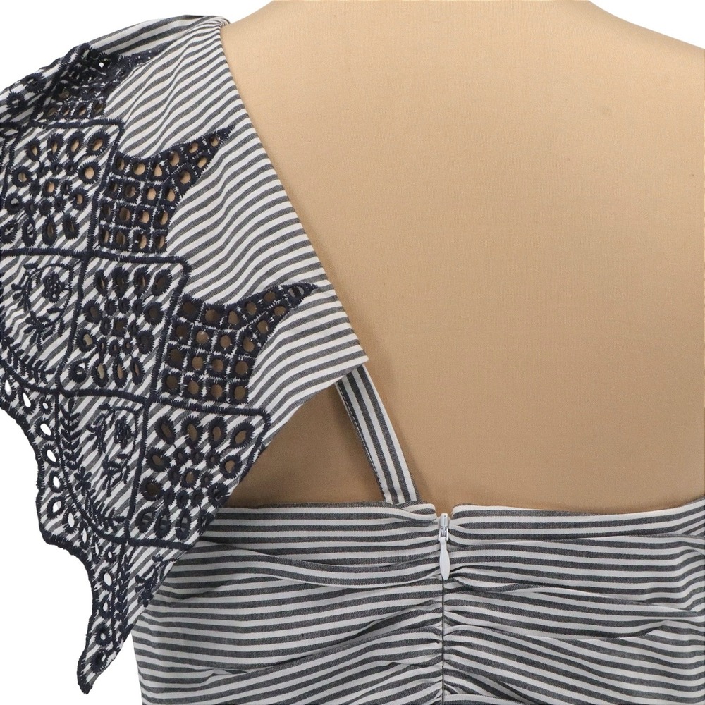 NWT BCBGMAXAZRIA‎ One Shoulder Lace Peplum Top Striped Eyelet Size 8 - Picture 6 of 9